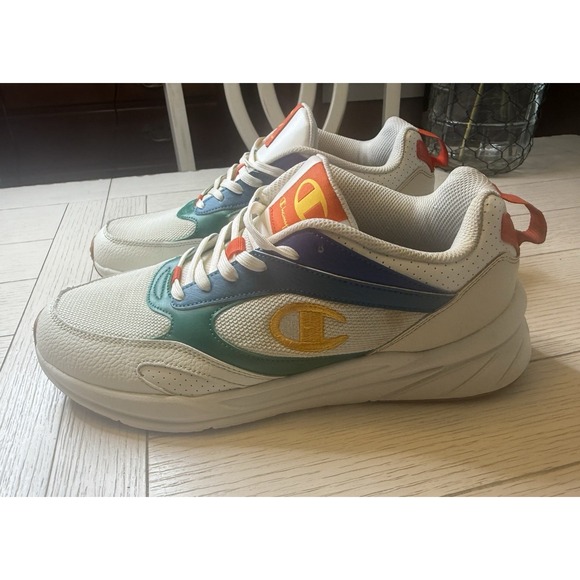 Champion‎ Kinna Retro Men's 11.5 M Multicolor Rainbow Lace Up Sneaker.